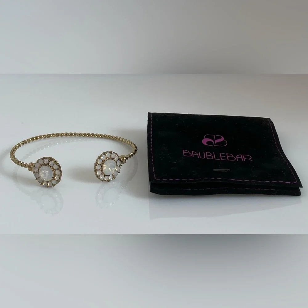 BaubleBar Gold Gemstone Adjustable Cuff Bracelet